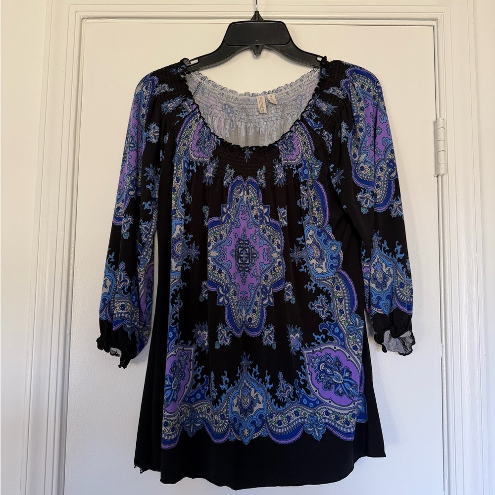 Madison Black and Purple Paisley Blouse